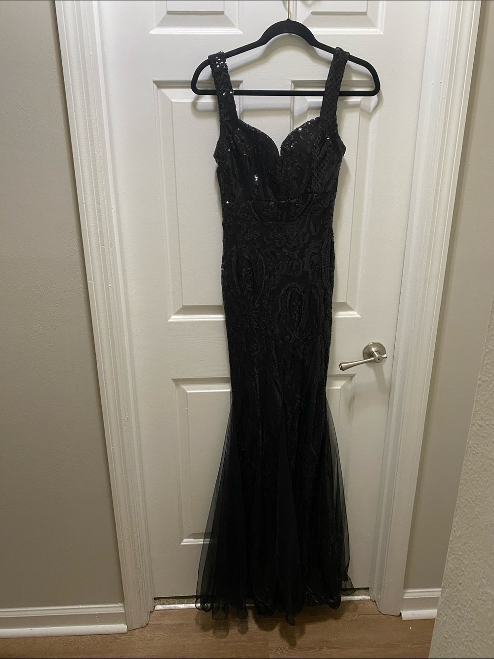 Black Beaded Mermaid Prom Dress with Sweetheart Neckline 6